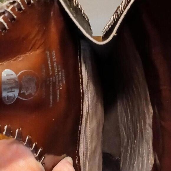 Chui African Vintage Leather Handbag. Patchwork Stitch 70s Purse. One Of A Kind - Picture 7 of 8